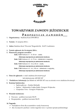 Propozycje Rogoźnik 21.08.2016 - Małopolski Związek Jeździecki