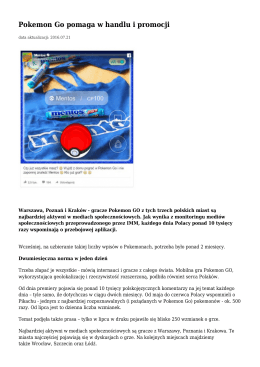 Pokemon Go pomaga w handlu i promocji