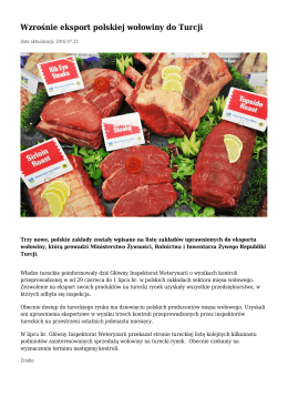 Wzrośnie eksport polskiej wołowiny do Turcji