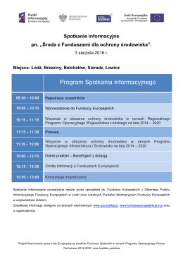 Program Spotkania informacyjnego - RPO WŁ 2014-2020