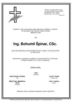 Ing. Bohumil Špinar, CSc.