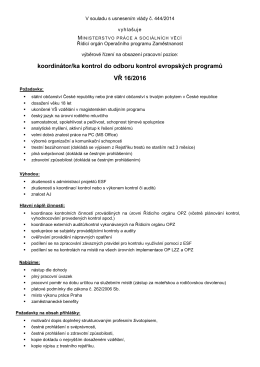 koordinátor/ka kontrol do odboru kontrol evropských programů VŘ