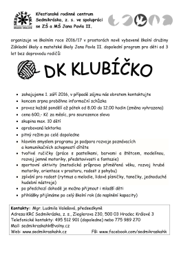 Informace o DK Klubíčko na školní rok 2016/17