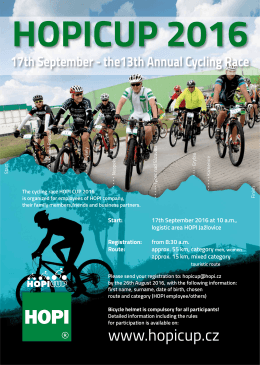 HOPICUP 2016 17th September - the13th Annual Cycling Race