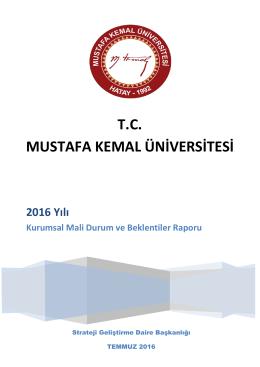 2016 Yılı - Mustafa Kemal Üniversitesi