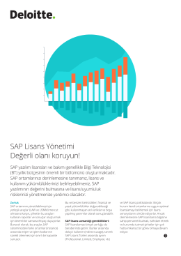 SAP Lisans Yönetimi Değerli olanı koruyun!