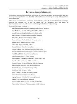 Reviewer Acknowledgements - Canadian Center of Science and