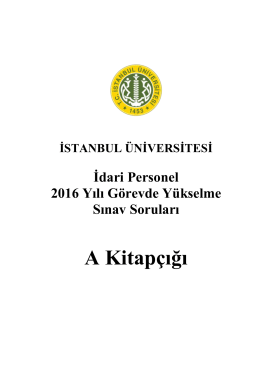 A Kitapçığı - İstanbul Üniversitesi