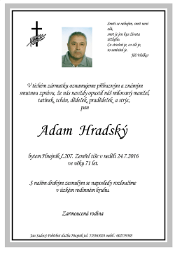 Adam Hradský - Jan Sadový,Pohřební služba, Jablunkov