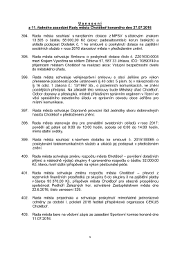 Usnesení Rady města Chotěboř 27.7.2016