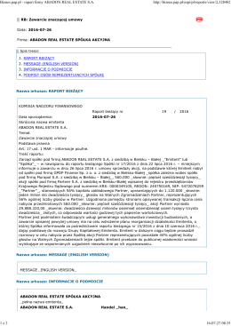 Biznes.pap.pl - raport firmy ABADON REAL ESTATE S.A. http