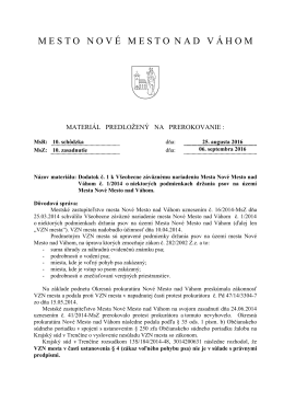 Návrh dodatku č. 1 k VZN č. 1/2014 o niektorých podmienkach