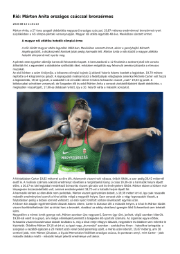 Rió: Márton Anita országos csúccsal bronzérmes