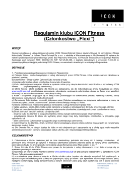 Regulamin klubu ICON Fitness (Członkostwo „Flexi”)