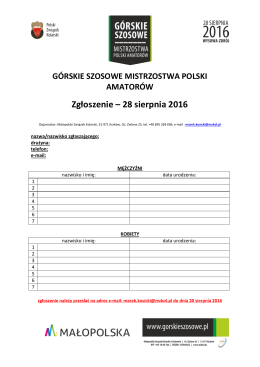 formularz zgłoszeniowy PDF - Górskie Szosowe Mistrzostwa Polski