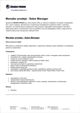 Manažer prodeje - Sales Manager