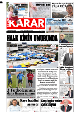 19 Ağustos 2016 - Kesin Karar Gazetesi
