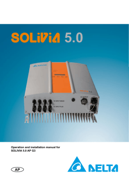 Operation and installation manual for SOLIVIA 5.0 AP G3