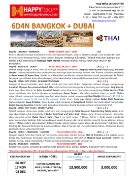 6D4N BANGKOK + DUBAI BY TG 6D4N BANGKOK +