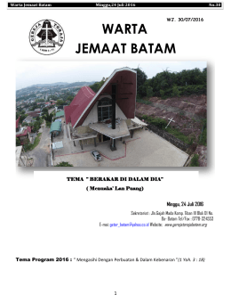 Warta Jemaat, 24 Juli 2016 - GEREJA TORAJA JEMAAT BATAM