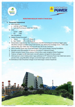 Pengumuman Rekrutmen D3 / S1 Reguler Tahap III PT.Indonesia