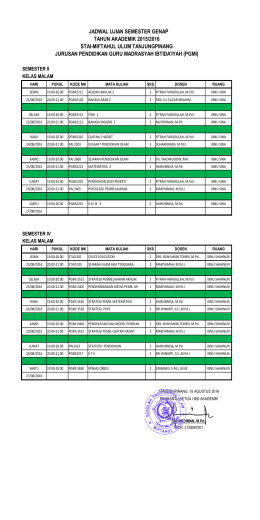 Jadwal UAS Jurusan PGMI Semester Genap 2015-2016