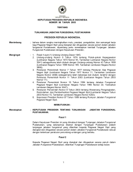 Keputusan Presiden Republik Indonesia Nomor 86 Tahun 2003