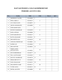 daftar peserta ujian komprehensif periode agustus 2016
