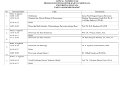 JADWAL MATRIKULASI web doc - Program Magister Kajian