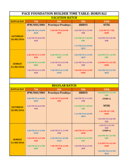 pace foundation builder time table: borivali - IIT