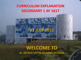 curriculum explanation secondary 1 ay 1617 - Al