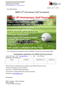 Invitation Letter for Golf Toumament 10th IMDIA