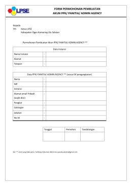 Form Permohonan pembuatan User PPK dan Panitialelang/pokja