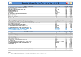 Export and Import Service Fees - As of Jan 1st, 2016