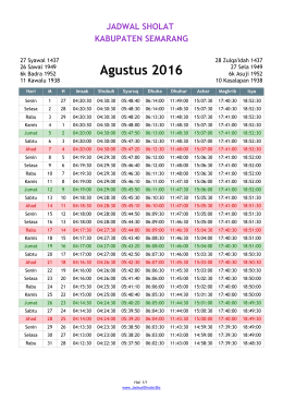 Jadwal Shalat KABUPATEN SEMARANG Agustus 2016