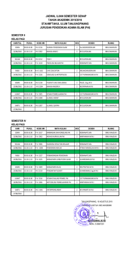 Jadwal UAS Jurusan PAI Semester Genap 2015-2016