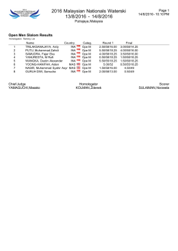 2016 Malaysian Nationals Waterski 13/8/2016 - 14/8 - iwwfed