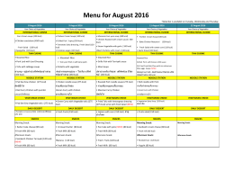 Menu for August 2016 - Concordian International School