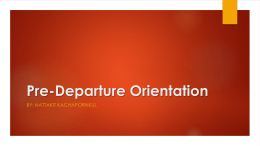 Pre-Departure Orientation