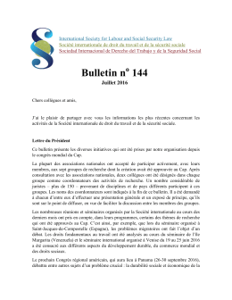 Bulletin n 144 - Academia Nacional de Direito do Trabalho