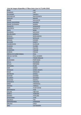 Liste des langues disponibles à l`Ofpra (mise à jour le 27 juillet 2016