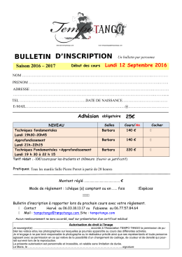 BULLETIN D`INSCRIPTION Un bulletin par personne