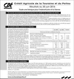 Avis financier du 01/08/2016 - Crédit Agricole Touraine Poitou