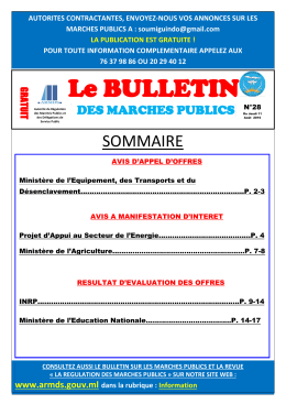 Bulletin des Marchés Publics N°28