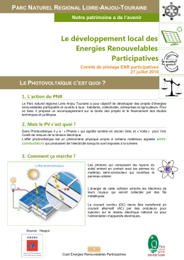 Le photovoltaïque - Parc Loire Anjou Touraine