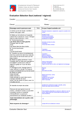 Evaluation Sélection Saut (national / régional) o