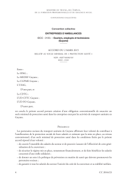(Guyane) : Accord du 2 mars 2015 relatif au socle