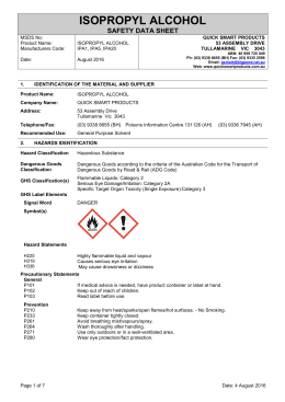 MSDS - Quick Smart Products