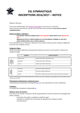 ESL GYMNASTIQUE INSCRIPTIONS 2016/2017 – NOTICE