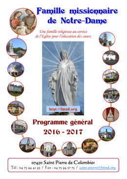 Programme général 2016-2017 - Famille Missionnaire de Notre-Dame